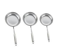Healifty 3pcs Portable Stainless Steel Mesh Strainer Kitchen Colanders for Frying Noodles Hot Pot Stable Design