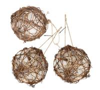 Healifty 3pcs Refillable Bird Nesting Station with Rattan Construction and Easy Installation, Natural Nesting Material Holder for Wild Birds, for Garden Use