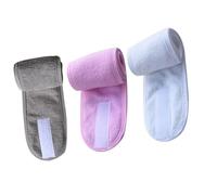Healifty 3pcs Shower Headbands Bathing Face Washing Headwraps with Adjustable Soft Hair Hoops for Women Spa Makeup Yoga (white, Grey, Pink)