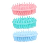 Healifty 3Pcs Silicone Bath Hair Brush for Scalp Massage and Gentle Exfoliation Soft Silicone Shower Brushes in Pink Blue and Green for Bathing Care