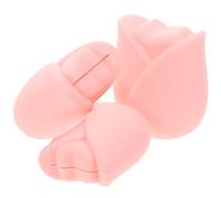 Healifty 3pcs Silicone Makeup Brush Protective Covers Set Waterproof Dustproof Foundation Brush Holders with Travel Storage Case in Rose Pink for On-the-go Use