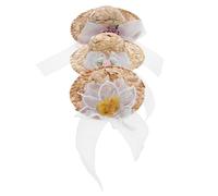 Healifty 3pcs Small Animal Hats for Chicken Hamster Parrot Lightweight Bamboo Mini Caps with Gauze Flower Headdresses, Cute and Stylish Accessories for Social Media Sharing and Birthdays