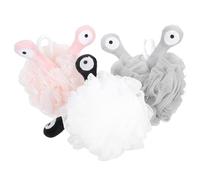 Healifty 3pcs Soft Bubble Making Bath Balls Shower Ball Set Hanging Rope for Body Scrubbing, White Grey and Pink, Suitable for Daily Bathing and Shower Use