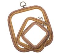 Healifty 3Pcs Square Plastic Embroidery Hoops with Imitated Wood Grain, Needlework Frames for Cross Stitch, DIY Sewing and Decorative Hanging, Sizes 7X7.5Cm, 9.5X11Cm, 14.5X16.5Cm
