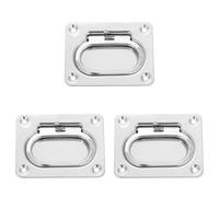 Healifty 3Pcs Stainless Steel Marine Flush Lift Ring Handles for Boat Hatch and Deck Trap Door Latches