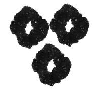 Healifty 3pcs Stretchy Ponytail Holders Ladies Hair Accessories Oversized Scrunchies for Women Shiny Scrunchies for Women Sequin Hair Bands Elastic Ponytail Holders Black