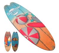 Healifty 3Pcs Surfboard Shaped Wooden Signs Beach Themed Wall Hanging Vintage Decor for Home Door Bathroom Rustic Coastal Style