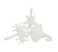 Healifty 3PCS Vintage Cast Iron Hooks Ocean Themed Wall Decor for Nursery Bath Bathroom Beach Inspired Coat Apron Hat Towel Hangers Rustic Metal Animal Design for Entryway and Home