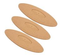 Healifty 3pcs Vintage Cork Record Player Mat Static Vibration Vinyl Slipmat for Noise Reduction Scratch Protection Fit for Turntables Φ