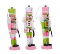 Healifty 3pcs Wooden Nutcracker Ornaments Set Holiday Nutcracker Prince Figurines Unique Christmas Tree and Tabletop Decorations for Home Office and Mall Festive Displays