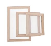 Healifty 3pcs Wooden Paper Making Mold Set with Mesh Screen, Large Medium Small Deckle Frame for DIY Papercraft, Handmade Paper and Dried Flower Craft Supplies