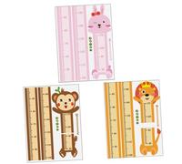 Healifty 3Sets Height Measurement Stickers Cartoon Animal Design Wall Stickers for Growth Tracking for Nursery and Kindergarten Decor