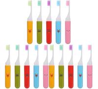 Healifty 3sets Portable Travel Toothbrushes Soft Bristles Folding Toothbrushes Compact Convenient for Adults for Travel Home Use Red Pink Yellow Green Blue 5pcs*3