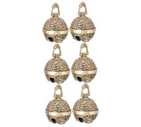 Healifty 3sets Vintage Brass Key Ring Pendant Bell Charm Decorative Pendant for Keychain Unique Home Decor for Birthdays Festivals and Creative DIY Projects 2pcs*3