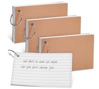 Healifty 3X5 Inch Lined Index Cards 4Pcs Double-Sided Flash Cards with Rings for Study Notes and Memory Improvement 200 Sheets