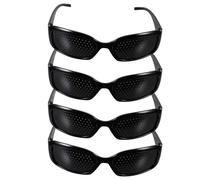 Healifty 4 Pcs Black Frame Glasses for Eyesight Protection and Eye Exercise - Lightweight Correction Glasses with Multiple Small Holes to Improve Vision for Adults and Children