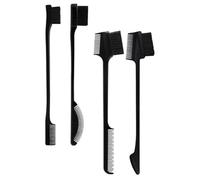 Healifty 4 Pcs Dual-headed Eyebrow Brush and Hairline Comb Set, Multifunctional Black Brow Combs for Makeup and Hair Styling, Portable Eye Lash Brush Tail for Precision Grooming