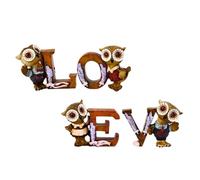 Healifty 4 Pcs Owl Shaped Resin Ornaments Love Embellishment, Creative Love Letters Statue Decoration for Birthday and Engagement Home Décor Accents