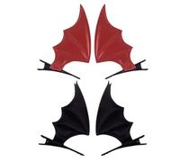Healifty 4 Pieces Halloween Devil Wings Hair Clips Set, Pu Leather Bat Wing Hairpins with Metal Clip, Black and Red, Party Hair Accessories and Adults
