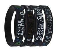 Healifty 4 Pieces Motivational Silicone Bracelets for Teens and Adults, Elastic Inspirational Wristbands with Dream, Be Yourself, Change the World, Create Quotes, Sports Outdoors Wrist