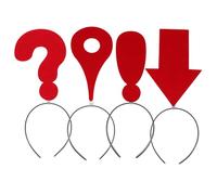 Healifty 4 Pieces Red Question Mark Arrow Exclamation Location Headbands for Women, Creative Embellished Hair Bands Holiday Accessories for Carnival Party
