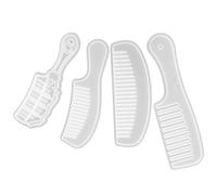 Healifty 4 Pieces Silicone Comb Molds Set for DIY Casting, Food-Grade Silicone, Includes Short Handle, Long Handle, Crescent, and Decorative Edge Combs, Suitable for Resin Crafting and Hair