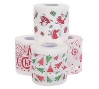 Healifty 4 Rolls Christmas Decorative Toilet Paper Rolls with Colorful Printed Patterns, Generous Length and Tear-Resistant Soft Tissue for Gift Presentations and Party Events, Festive