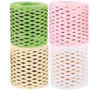 Healifty 4 Rolls Raffia Ribbon Raffia DIY Ribbon Assorted Color Natural Feeling Versatile Usage Packing Supply for DIY Crafts and Projects