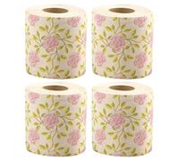 Healifty 4 Rolls Reusable Toilet Paper with Rose Printed Patterns, Bamboo Pulp Material, Creative Bathroom Tissue for Party and Holiday Season Decor