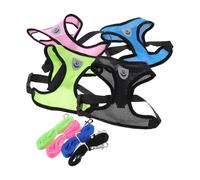 Healifty 4 Sets Dog Harness Rope Set Chest Strap with Leash Unique Design Comfortable Flexible Polyester Mesh for Pet Photography Prop and Daily Walks