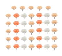 Healifty 40Pcs Flower Shape Push Pins Gradient Rose Thumbtacks for Cork Boards Orange Color Decorative Drawing Pins for Office and Craft Use