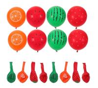 Healifty 40Pcs Hawaiian Fruit Balloons Set - 10 Green Watermelon, 10 Red Watermelon Seeds, 10 Red Strawberries, 10 Orange Oranges - Tropical Summer Party Decorations for Birthday and Luau