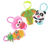 Healifty 4pcs 30ml Silicone Cartoon Bottle Sleeve Set for Hand Wash Liquid, Small Refillable Holder Covers with Elephant, Panda, Pineapple, Owl Designs, Portable Travel Hand Bottle Cases