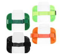 Healifty 4pcs Adjustable Plastic Badge Armband Set with Protective Cover for Workers Id Cards, Fluorescent Green, Orange, Black and Green, Office Security Badge Holder Sleeve