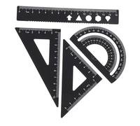 Healifty 4PCS Aluminum Alloy Ruler Set with Straight Ruler and Protractor for Students and Engineers Precise Metal Drafting Tools for School Office Home Geometry Measurement