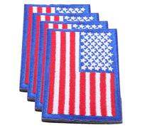 Healifty 4pcs American Flag Embroidered Patch Set Hook and Loop Fastener, Sew-on Backpack Appliques for Clothes and Pants, USA Badge Patches for Military and Travel Use
