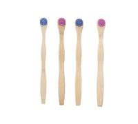 Healifty 4PCS Bamboo Tongue Brushes Wooden Tongue Cleaner Scraper Scrubber Odor Bad Breath Eliminator Tool for Adult Kid