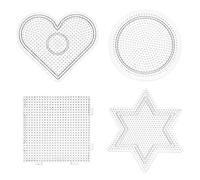 Healifty 4Pcs Bean Pin Template 2.6Mm Clear Fuse Beads Boards for Kids DIY Craft Projects - Includes Square Hexagon Round & Heart Shapes
