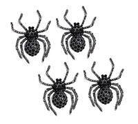 Healifty 4pcs Black Vintage Halloween Spider Brooch Pins with Rhinestones, Animal Decorative Brooch Pin Set for Women’s Sweater Clothing Accessories
