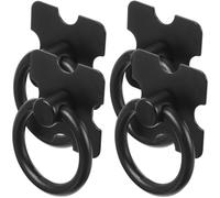 Healifty 4pcs Black Zinc Alloy Ring Drawer Pulls for Bookcases and Cabinets