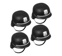 Healifty 4pcs Bobby Caps British Bobby Helmet Costume Hats for Halloween Party Role Play Plastic Cop Accessories for Boys