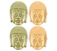 Healifty 4pcs Buddha Face Masks Set, Gold and Teal Meditation Buddha Costume Accessories for Halloween Party, Buddhist Cosplay and Theatrical Performances