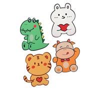 Healifty 4pcs Cartoon Toilet Lid Decals Self-Adhesive Deodorant Stickers for Odor Removal Smooth Surface Toilet Seat Sticker with Dinosaur White Cat Tiger and Bull Designs