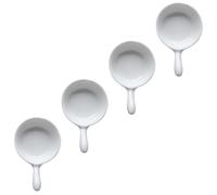 Healifty 4pcs Ceramic Handled Sauce Dishes White Mini Dipping Bowls with Rounded Smooth Surface Food Does Not Stick Side Dishes Holder for Kitchen and Dining