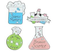 Healifty 4pcs Chemistry Lapel Pin Set Metal Enamel Brooches for Women’s Clothes, Suit, Backpack - Creative Test Tube Bottle Design Teacher’s Brooch Pins for Scarf and Hat Decoration