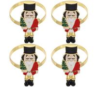 Healifty 4pcs Christmas Nutcracker Napkin Clips Metal Napkin Rings Nutcracker Soldier Shaped Buckles Holiday Table Adornments for Festive Dining and Party Decor