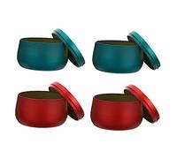 Healifty 4Pcs Christmas Tinplate Storage Boxes Sturdy Candy and Tea Canisters Reusable Red Containers for Party Supplies and DIY Scented Candle Holders