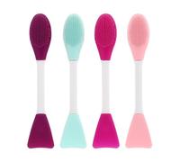 Healifty 4pcs Double-head Silicone Facial Mask Applicator Brushes Set with Flat Head and Mixed Colors for Skincare Mask Mixing and Face Cleansing Tools Random Color