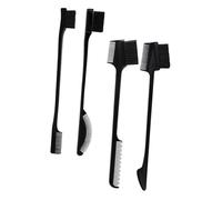 Healifty 4pcs Double-Headed Eyebrow Brush and Hairline Comb Set, Black Makeup Tool for Precise Brow Shaping and Fine Hair Detailing, Practical Eyebrow Comb Kit for Women