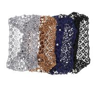 Healifty 4pcs Elastic Hair Bands Wide Lace Headbands Elegant Fabric Lace Faux Pearls Secure Fit Protecting Hair from Breakage Women Party Spa Headband